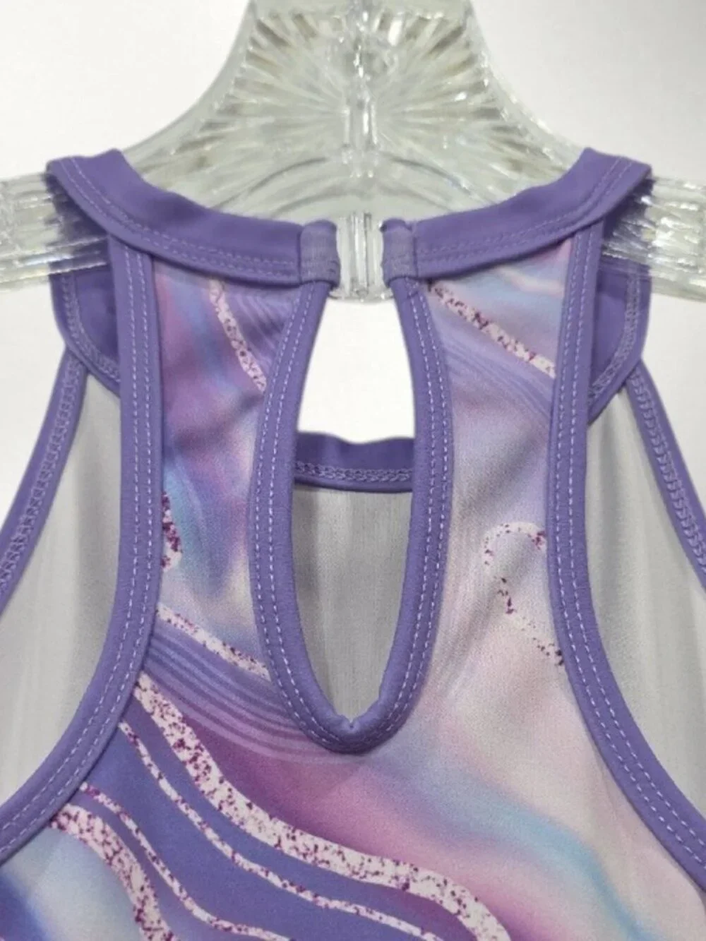 MODAFANS Girls Lavender Marble Gymnastics Leotard Size 8-9 w/Matching Skirt T10